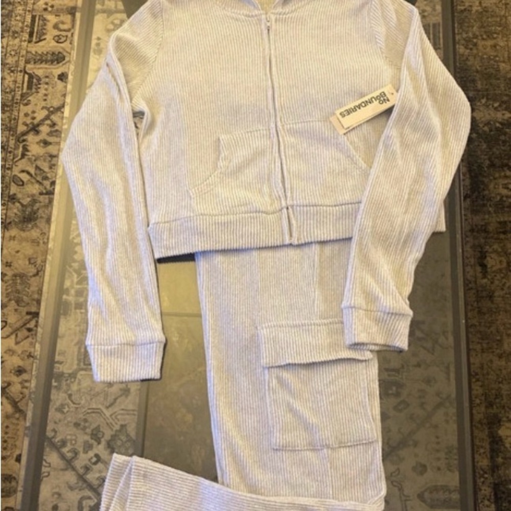No Boundaries Light Gray Ribbed lounge set